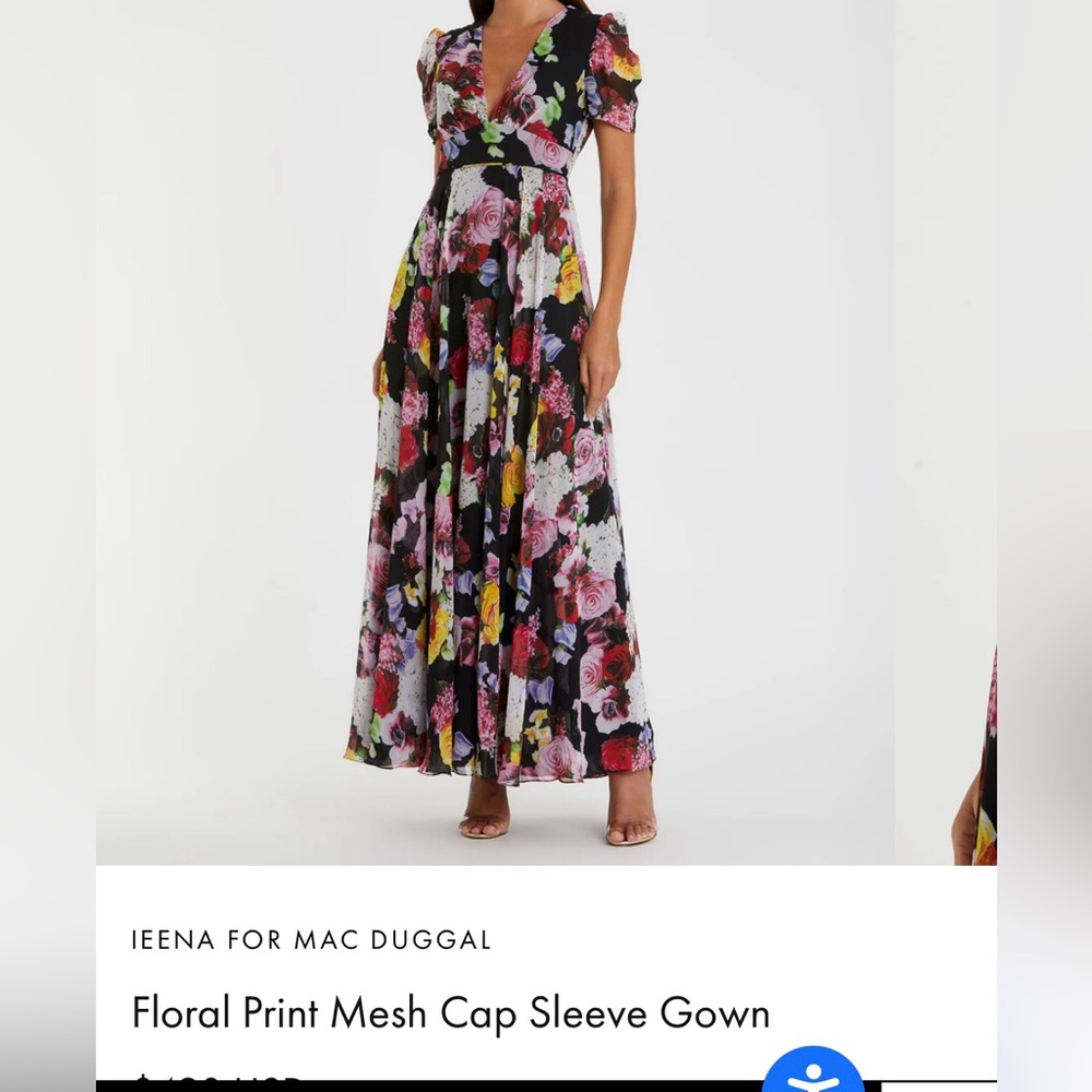 McDougal floral print cap sleeve gown ￼